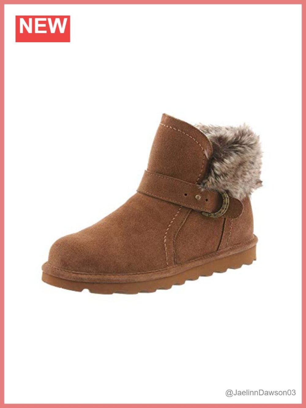 Cow Suede Wool Ankle Bootie Faux Rabbit Collar NeverWet Cozy